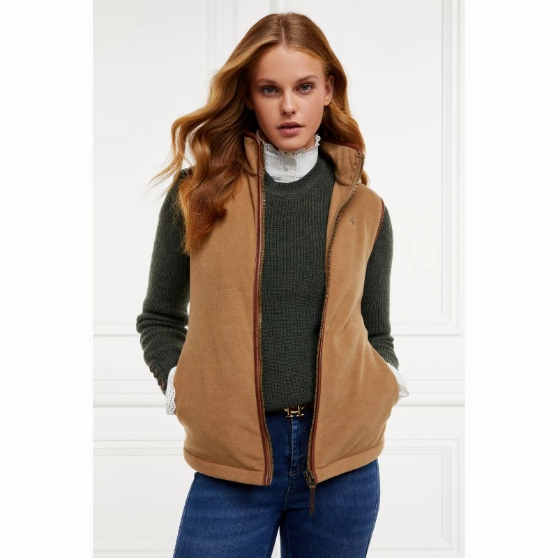 Holland Cooper Country Ladies Fleece Gilet - Coffee Mega Hot Offer Today Only Discount