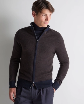 Men'S Knightsbridge Full Zip Cashmere Jumper Chocolate Brown MustHave Items Limited Time Steal