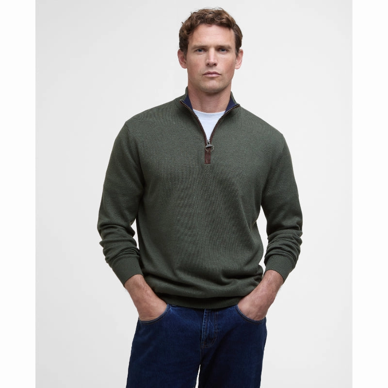 Barbour Bayfield Mens Knitted Half Zip Jumper - Mid Olive Grab It Before Gone
