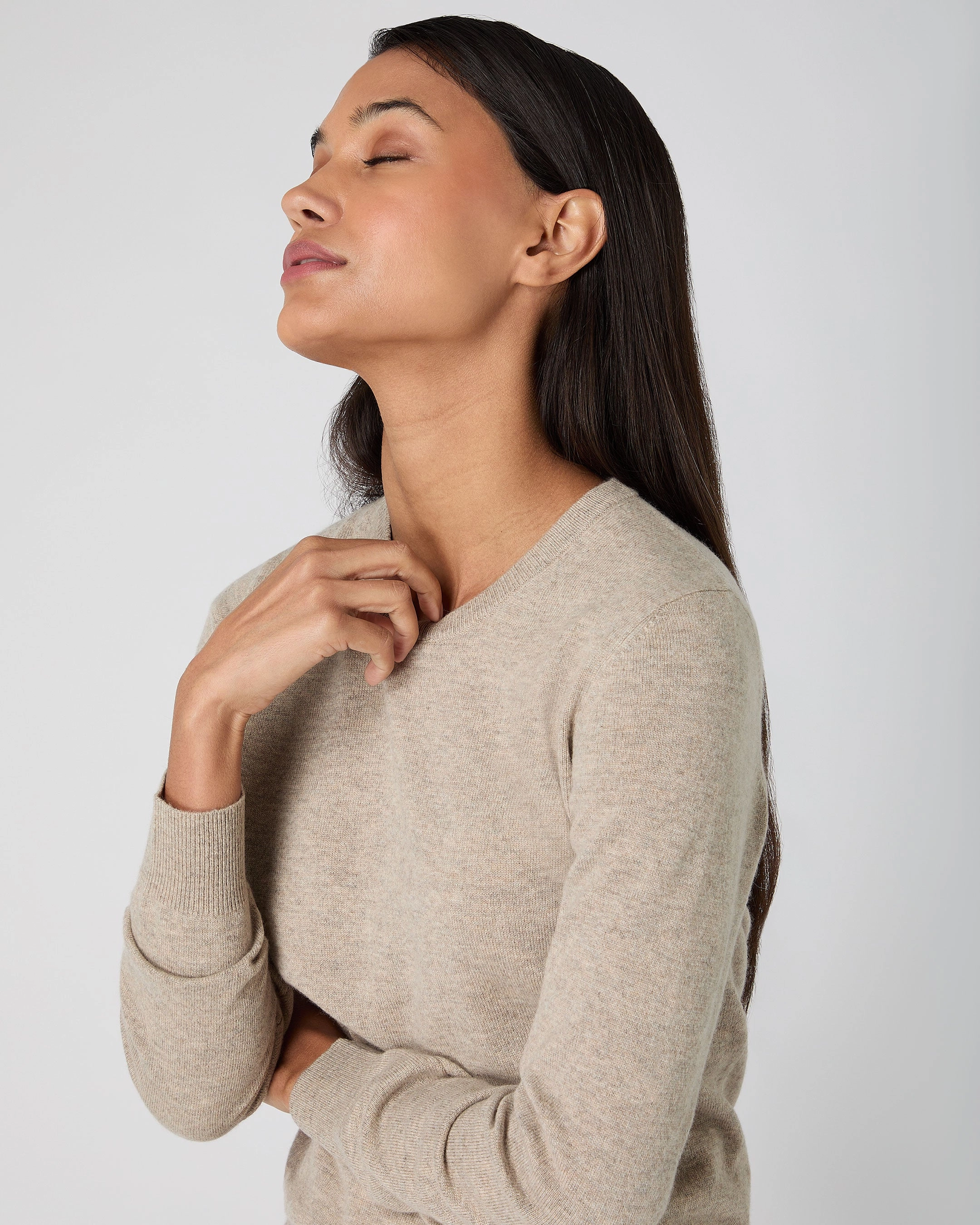 Hot Deals Today Women'S Evie Classic Round Neck Cashmere Jumper Oatmeal Brown