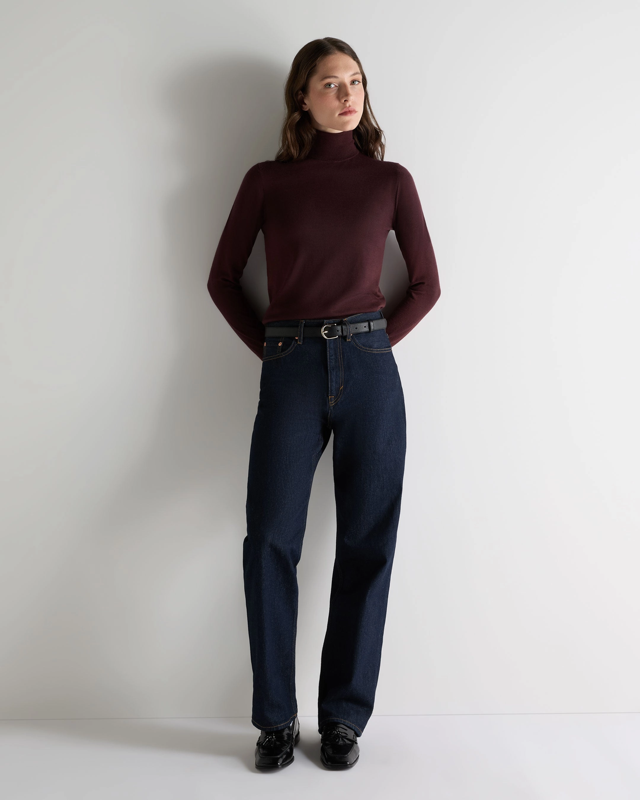 Trending Hot Deal Women'S Margot Superfine Cashmere Roll Neck Jumper Claret Red