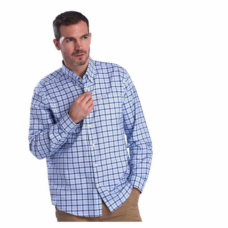 Barbour Abberton Regular Fit Mens Shirt - Blue Hot Sale Today