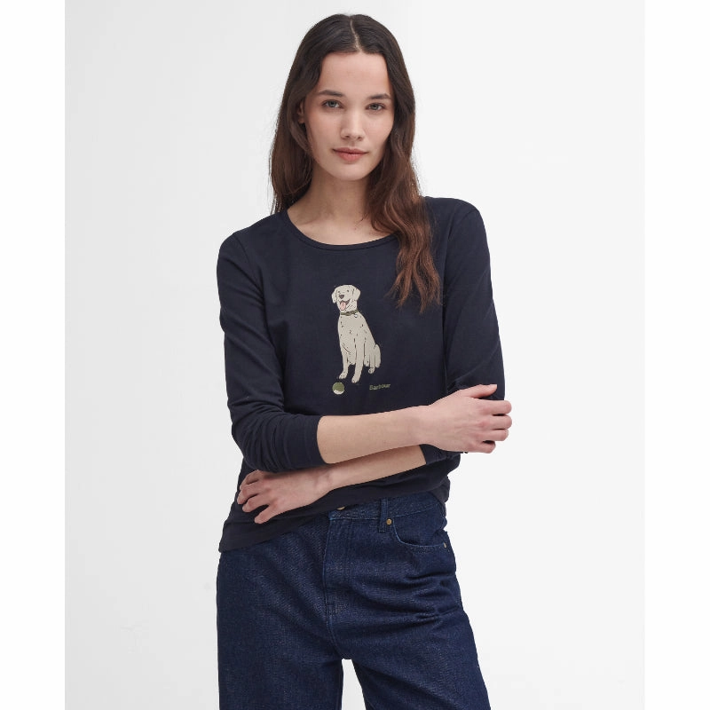 Barbour Fareham Ladies Long Sleeve T-Shirt - Navy Hot Savings Alert Shop Grab Now