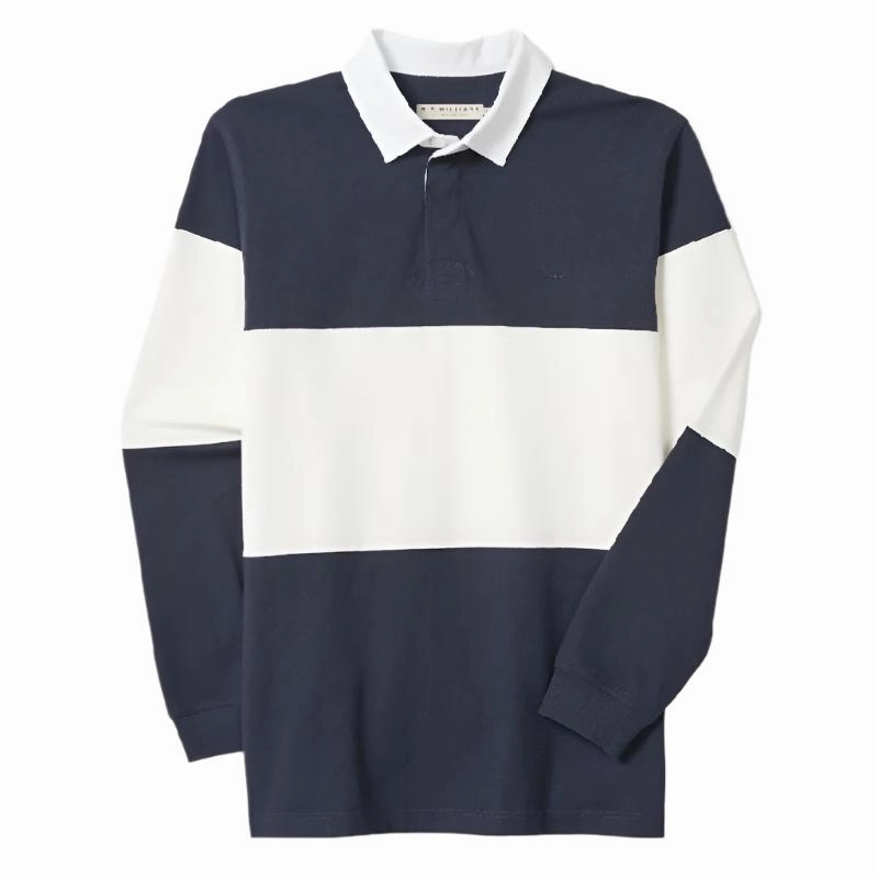 Shop Save Big Hot Pick of the Day R.M.Williams Magnus Mens Cotton Rugby Sweatshirt - Navy/White