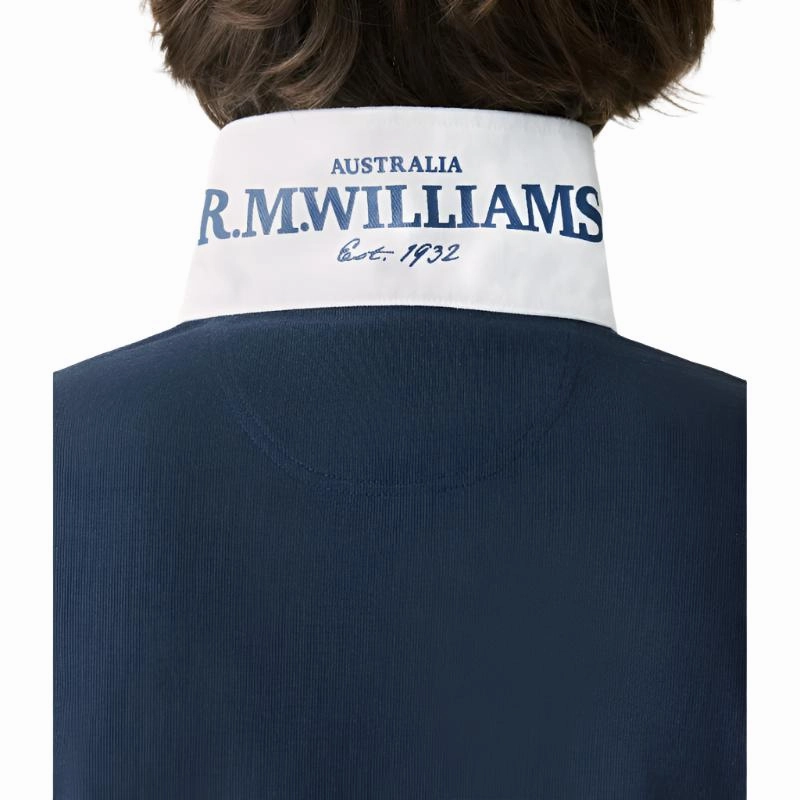 Hot Offer Inside R.M.Williams Magnus Mens Cotton Rugby Sweatshirt - Navy/White