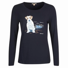 Best Deal Alert Limited Stock Deals Barbour Fareham Ladies Long Sleeve T-Shirt - Navy