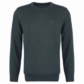 Online Deal Frenzy Barbour Pima Cotton Mens Crew Neck Jumper - Green Gables