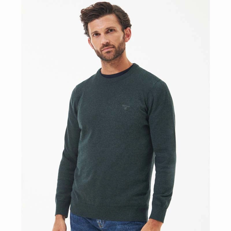 Barbour Pima Cotton Mens Crew Neck Jumper - Green Gables Online Deal Frenzy Online Exclusive Steal