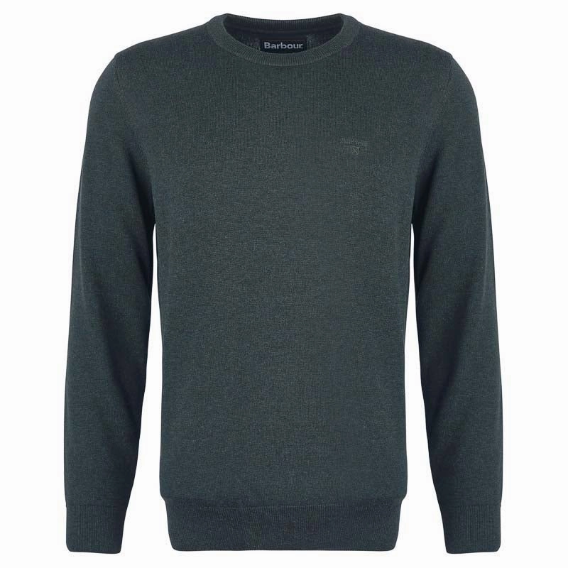 Online Deal Frenzy Barbour Pima Cotton Mens Crew Neck Jumper - Green Gables