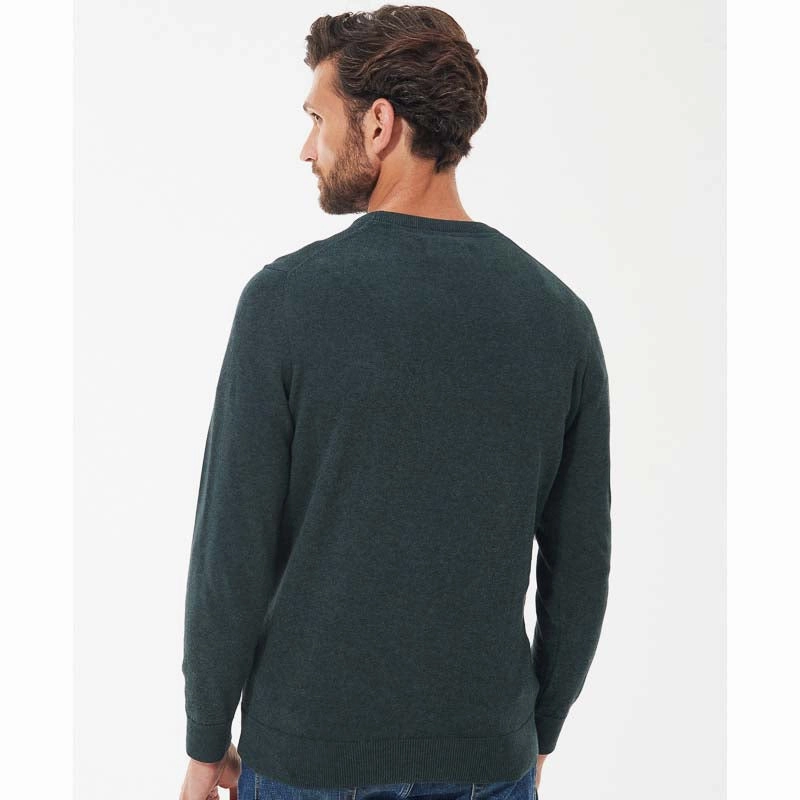 Today Only Hot Sale Todays Special Picks Barbour Pima Cotton Mens Crew Neck Jumper - Green Gables