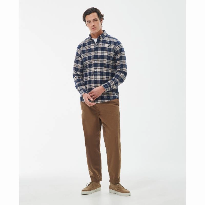 Barbour Swinton Tailored Fit Mens Shirt - Navy Today Only Hot Sale