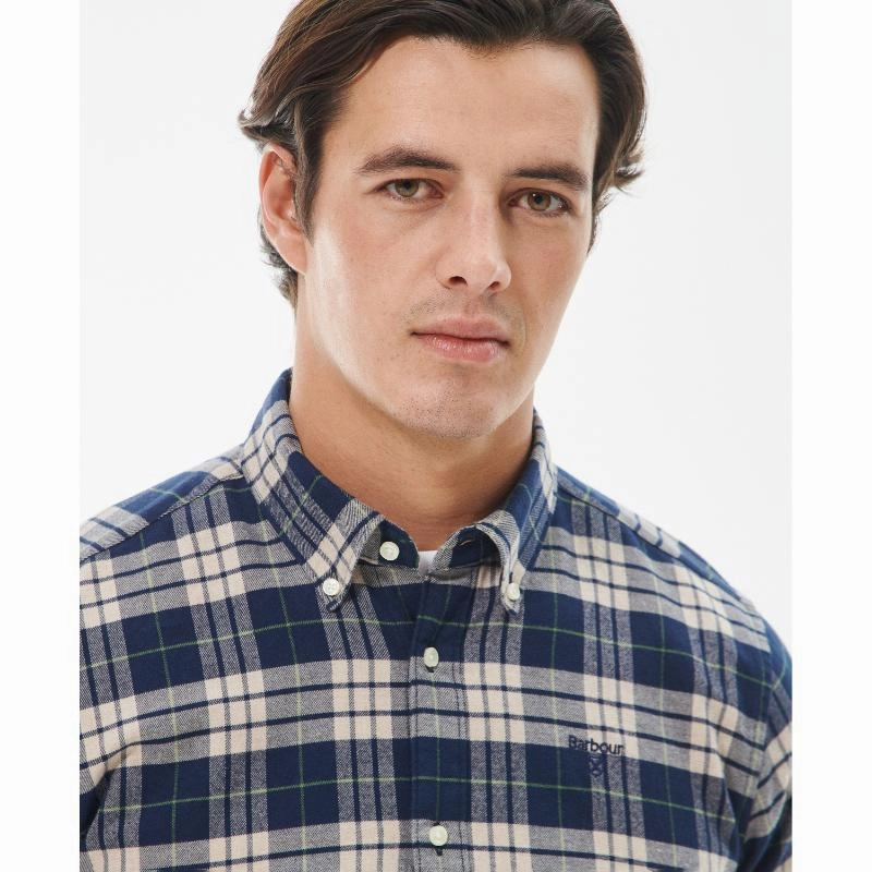 Price Drop Alert Barbour Swinton Tailored Fit Mens Shirt - Navy