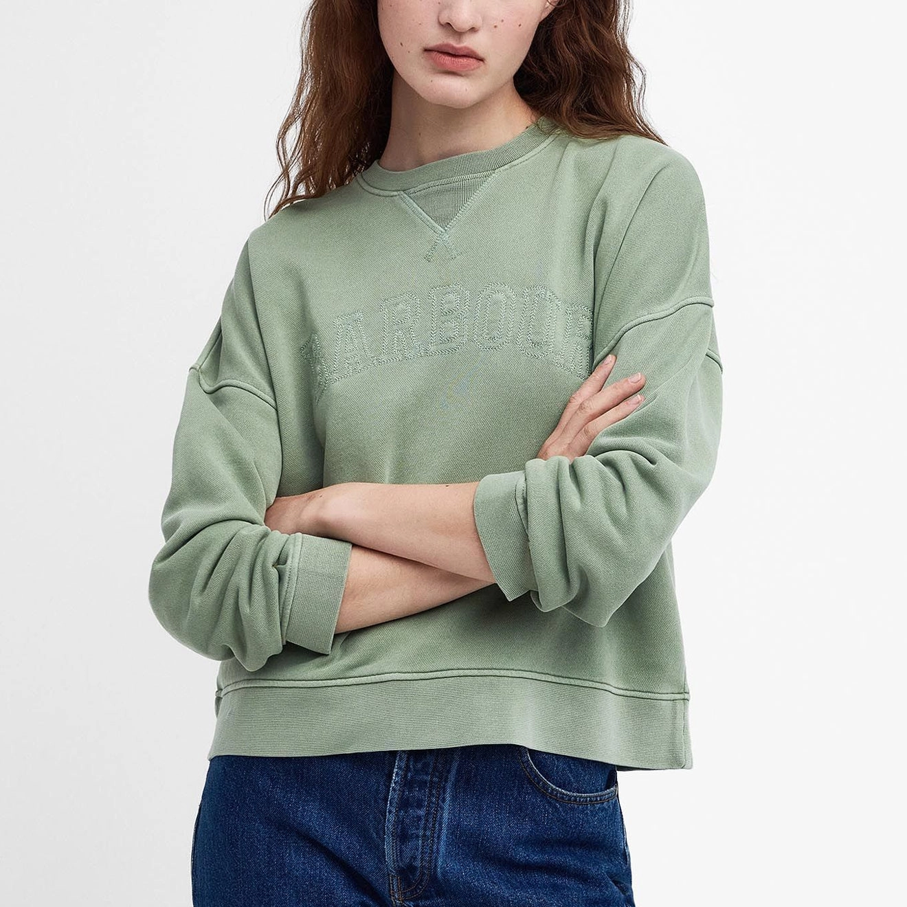 Perfect Gift Sale Save Big Online Barbour Womens Sandgate Crew Neck Sweatshirt Nephrite Green Wash