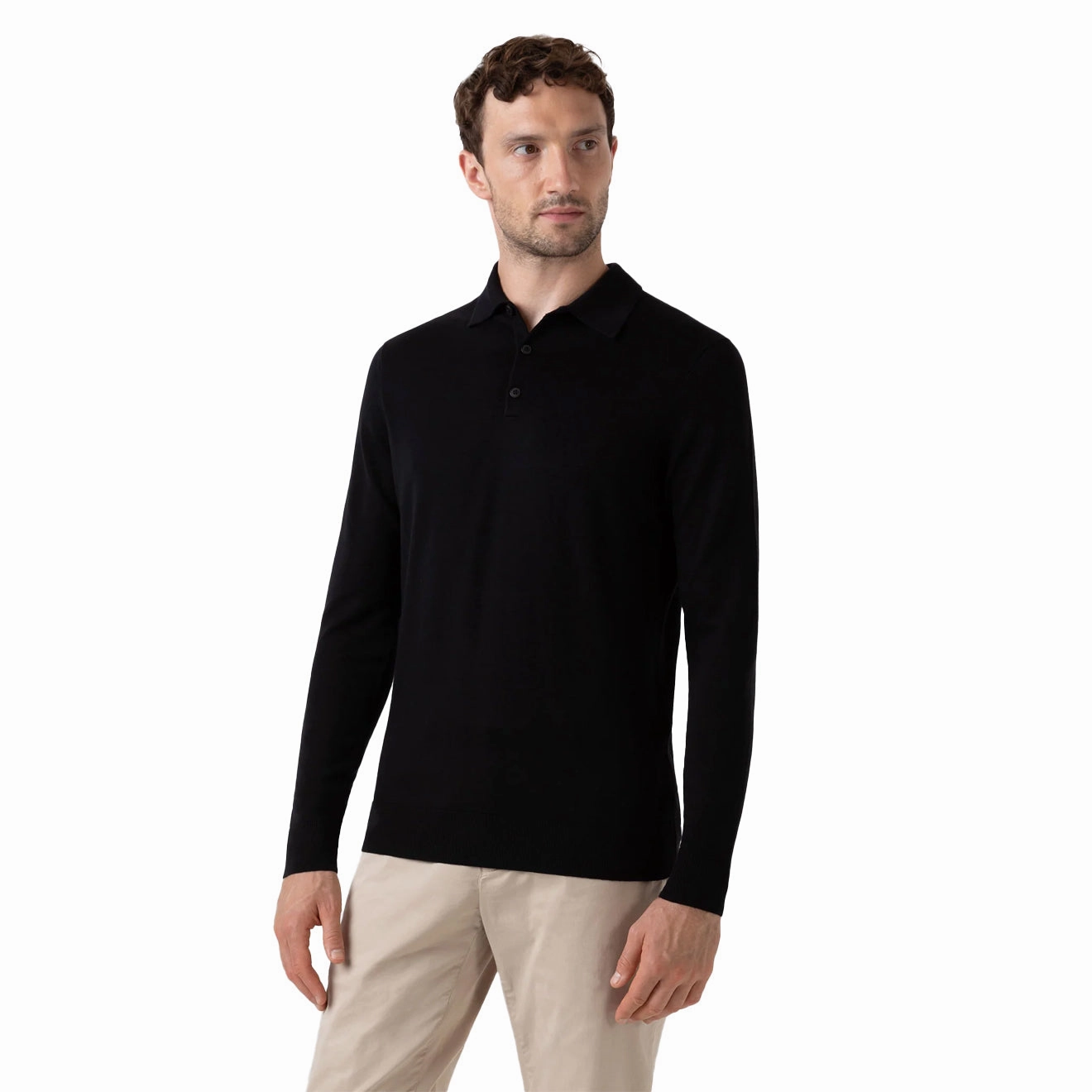 Hot Deal Alert Weekend Flash Offer Sunspel Extra-Fine Merino Polo Shirt Black