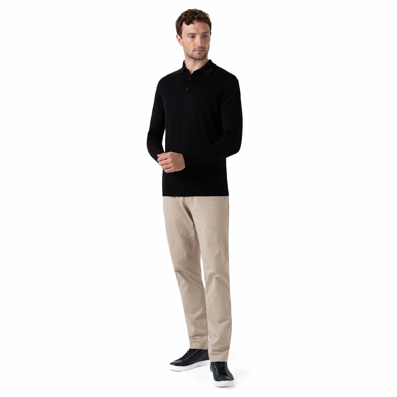 Sunspel Extra-Fine Merino Polo Shirt Black GiftWorthy Sale