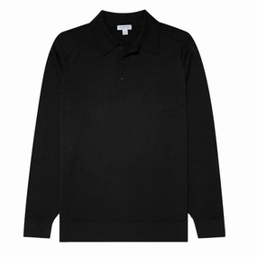 Sunspel Extra-Fine Merino Polo Shirt Black Todays Mega Savings Shop Smart Deals