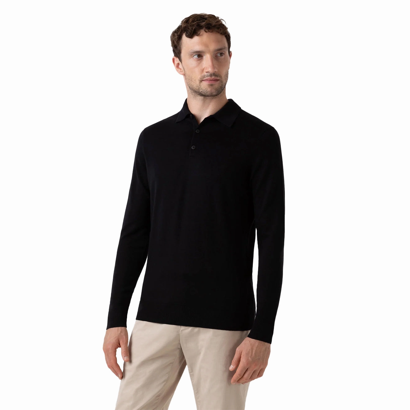 Limited Stock Deals Dont Miss This Deal Sunspel Extra-Fine Merino Polo Shirt Black