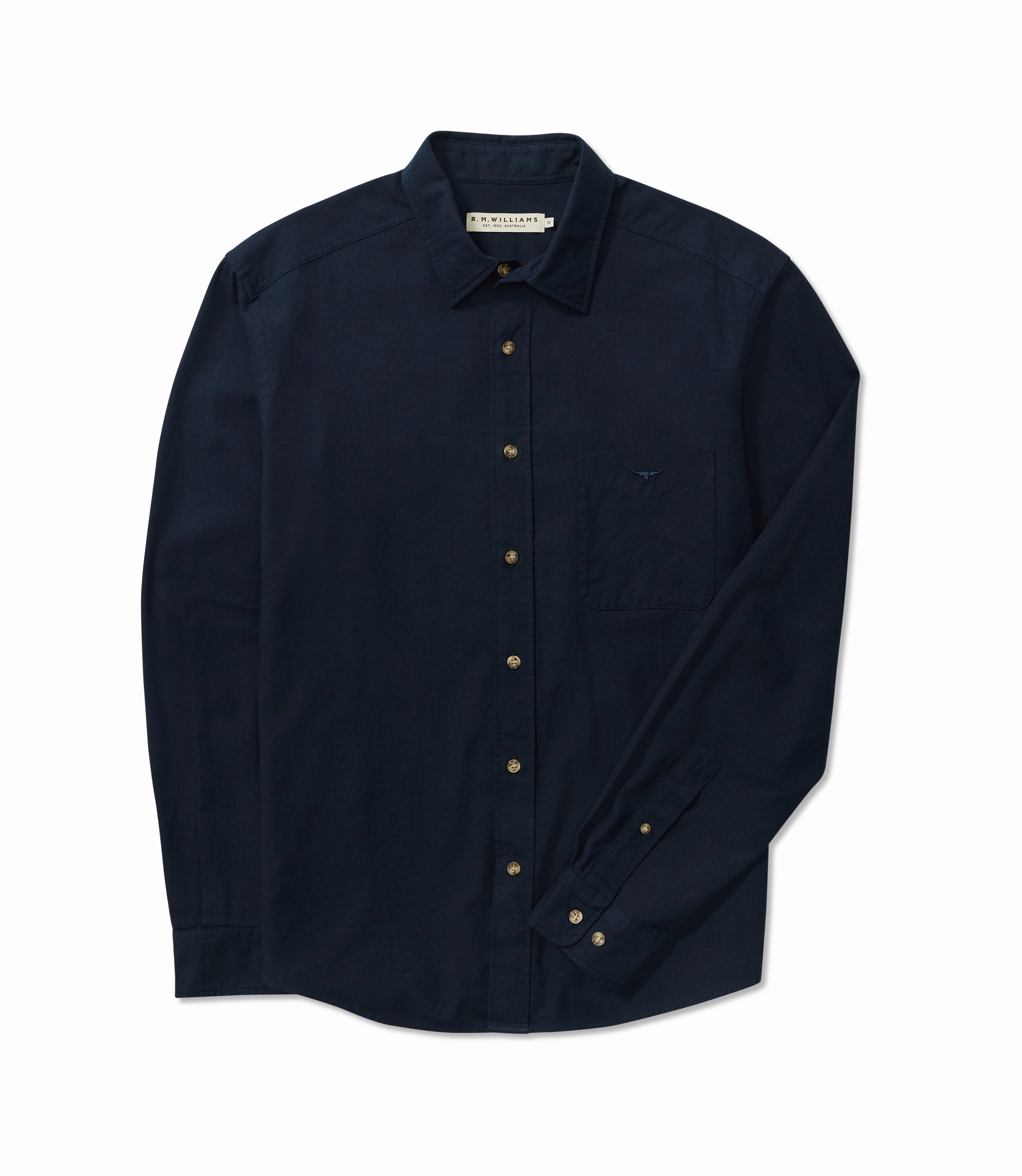 Hot Offer Event Dont Wait Save Today R.M.Williams Classic Mens Shirt - Navy