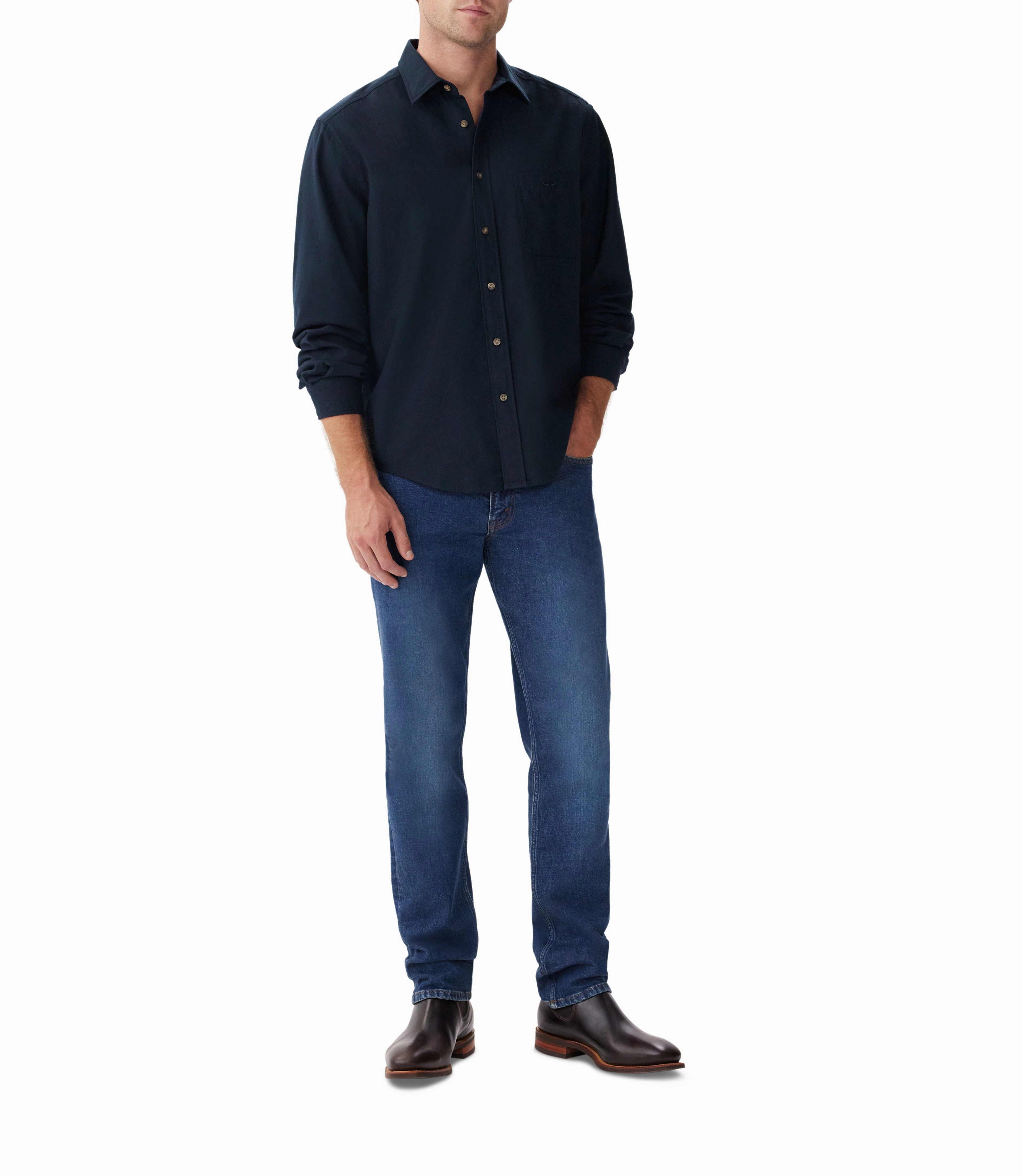 Save Today Only Trending Savings Now R.M.Williams Classic Mens Shirt - Navy