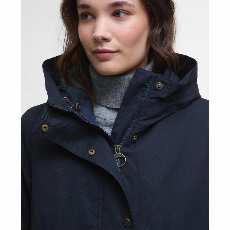 Shop Todays Picks Barbour Bamburgh Ladies Waterproof Jacket - Deep Navy/Blackwatch