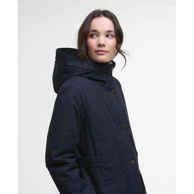 Clearance Sale Barbour Bamburgh Ladies Waterproof Jacket - Deep Navy/Blackwatch