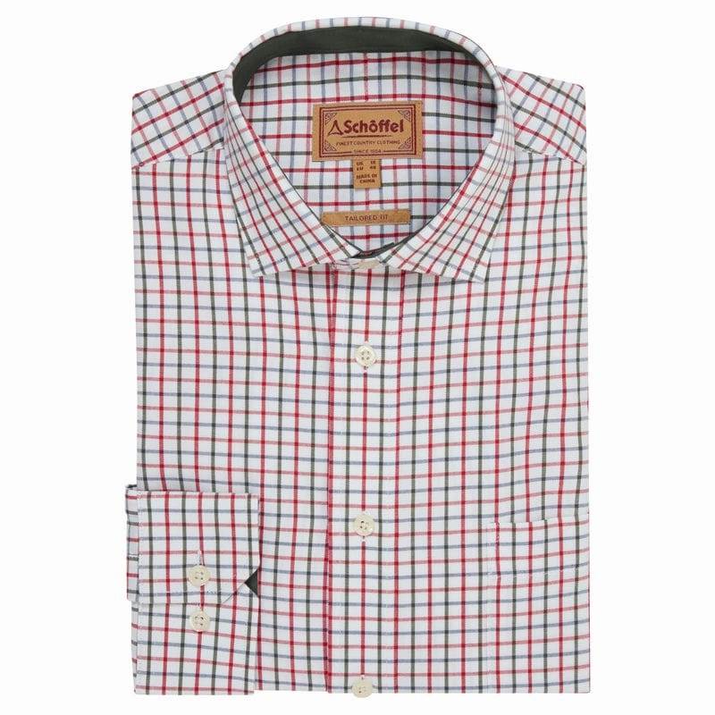 Schoffel Milton Tailored Fit Mens Shirt - Chilli/Loden Check Hot Savings Alert