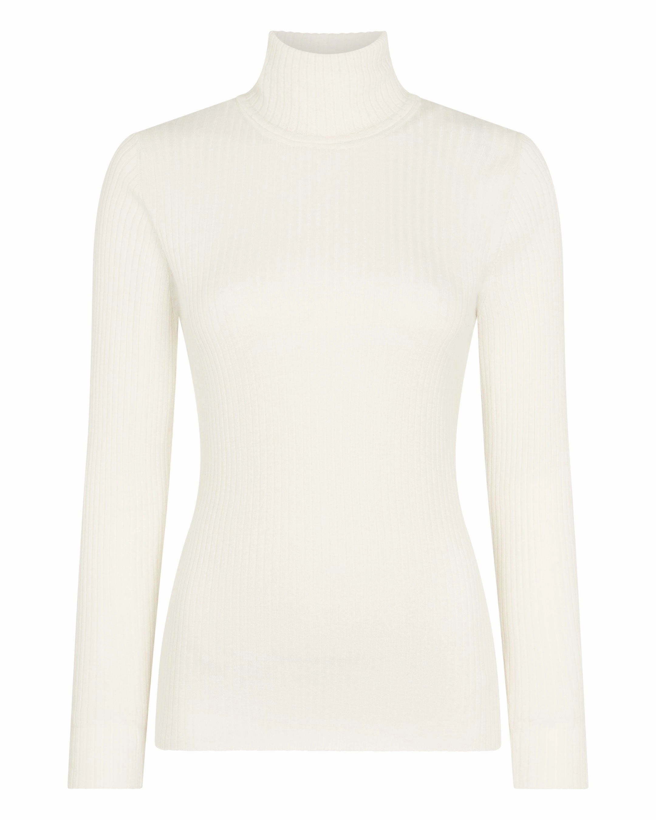 Mega Discount Event Mega Sale Now Women'S Superfine Cashmere Ribbed Roll Neck Jumper New Ivory White