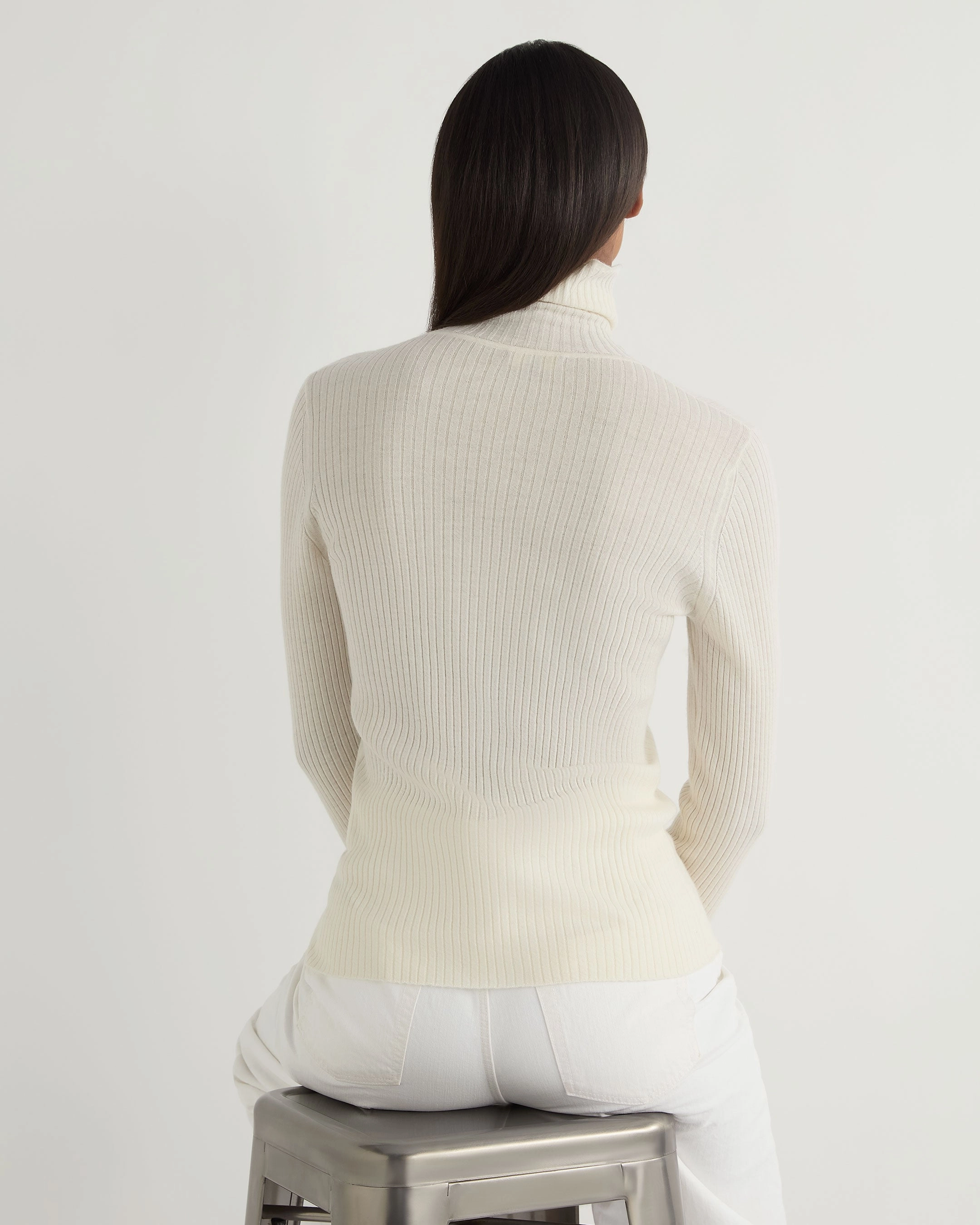 Price Slash Today Trending Savings Now Women'S Superfine Cashmere Ribbed Roll Neck Jumper New Ivory White