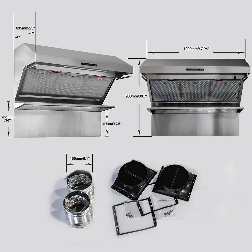 Forno FRHWM502948HB Savona - 48" Wall Mount Range Hood With Hybrid Filters & Back Splash