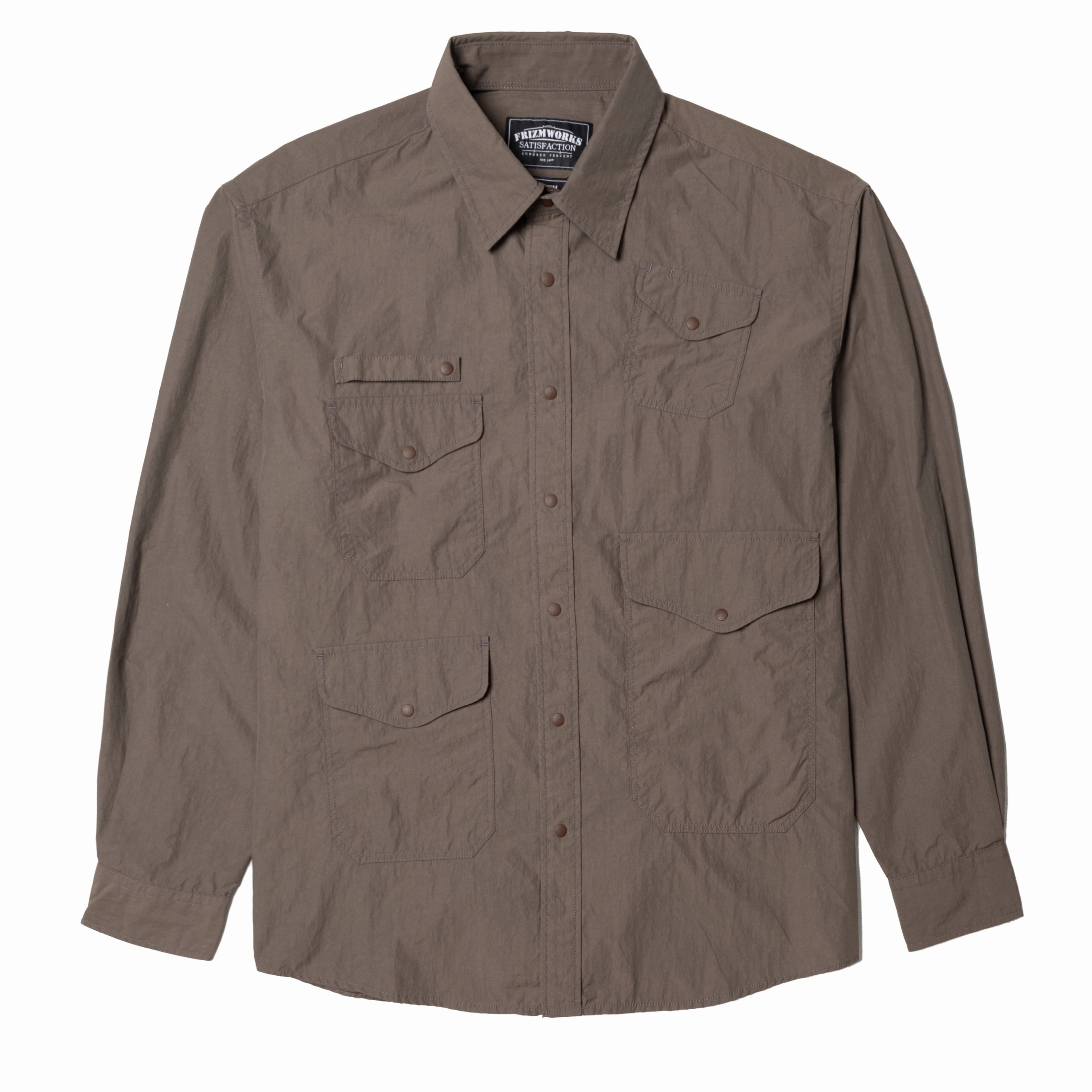 Trending Now Discount Frizmworks Nylon Utility Pocket Shirt Jacket Brown