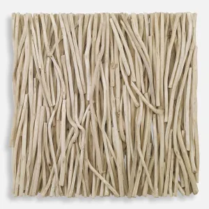 Gathered Teak Square Wood Wall Decor, Bleached