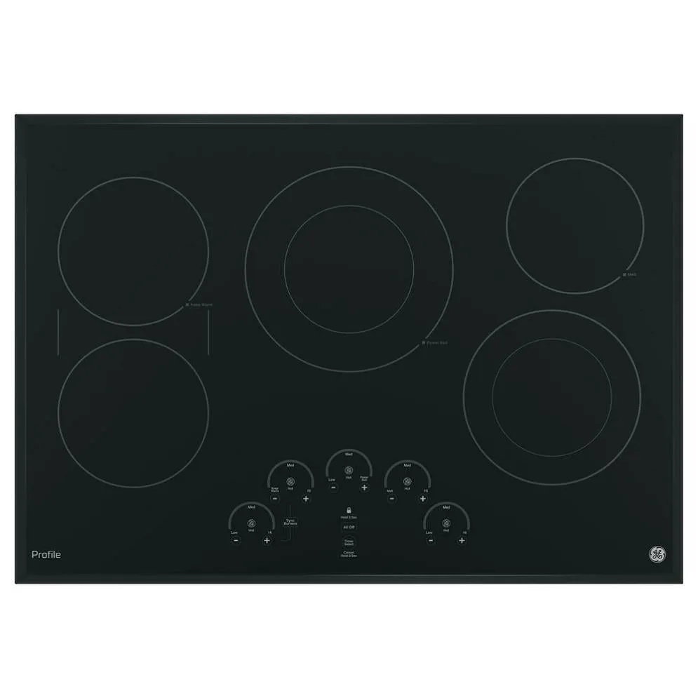 GE - Profile Series PP9030DJBB 30" Built-In Electric Cooktop in Black 5 Elements