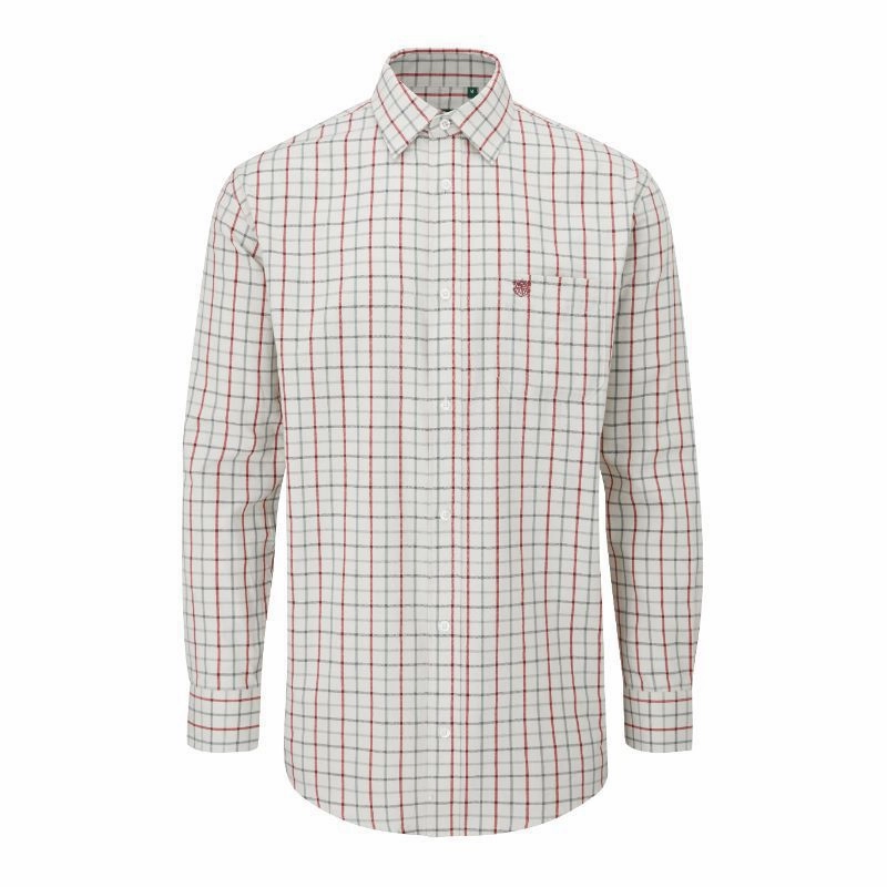 Alan Paine Ilkey Shooting Fit Mens Shirt - Red/Grey Surprise Offer Now Clearance Event