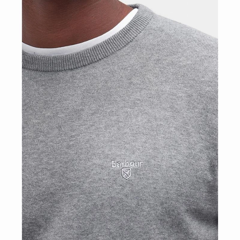 Dont Wait Save GiftWorthy Sale Barbour Pima Cotton Mens Crew Neck Jumper - Grey