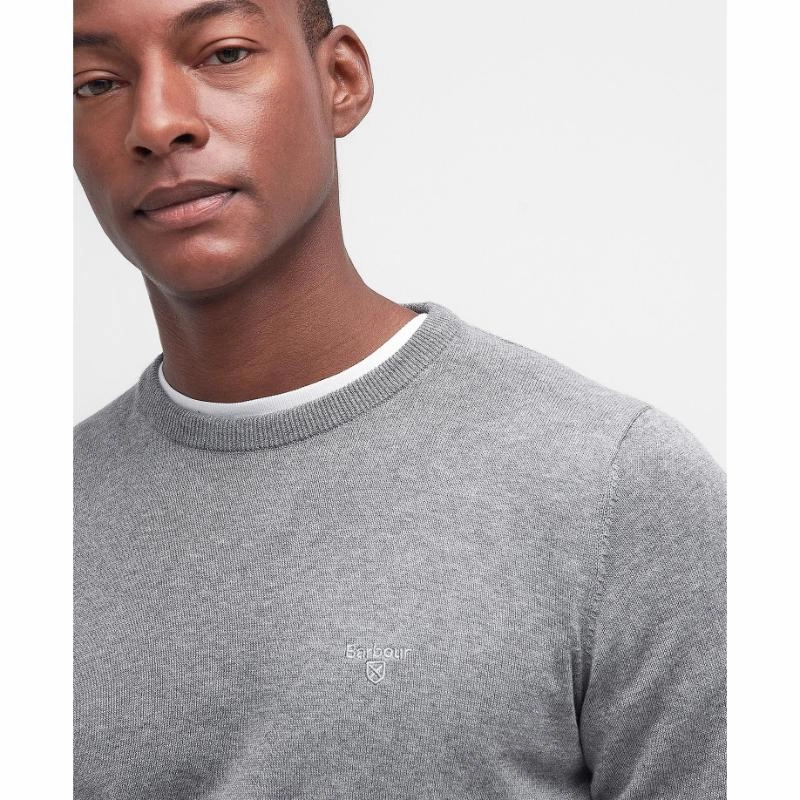 Barbour Pima Cotton Mens Crew Neck Jumper - Grey Clearance Event Alert Clearance Event Today
