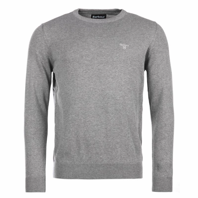 Price Drop Frenzy Barbour Pima Cotton Mens Crew Neck Jumper - Grey