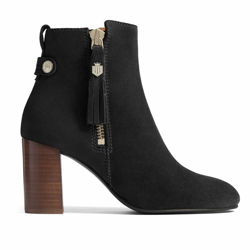 Fairfax & Favor Oakham Ladies Suede Heeled Ankle Boot - Black Hot Offer Ending Soon Shop Grab Offer