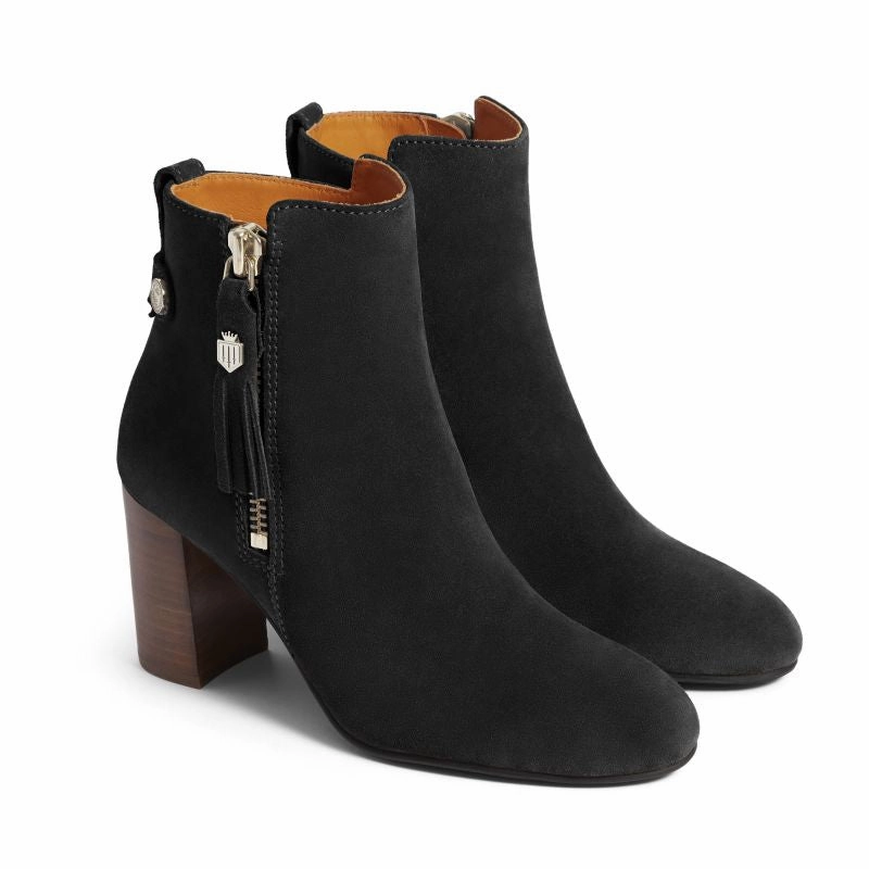 Grab It Before Gone Fairfax & Favor Oakham Ladies Suede Heeled Ankle Boot - Black
