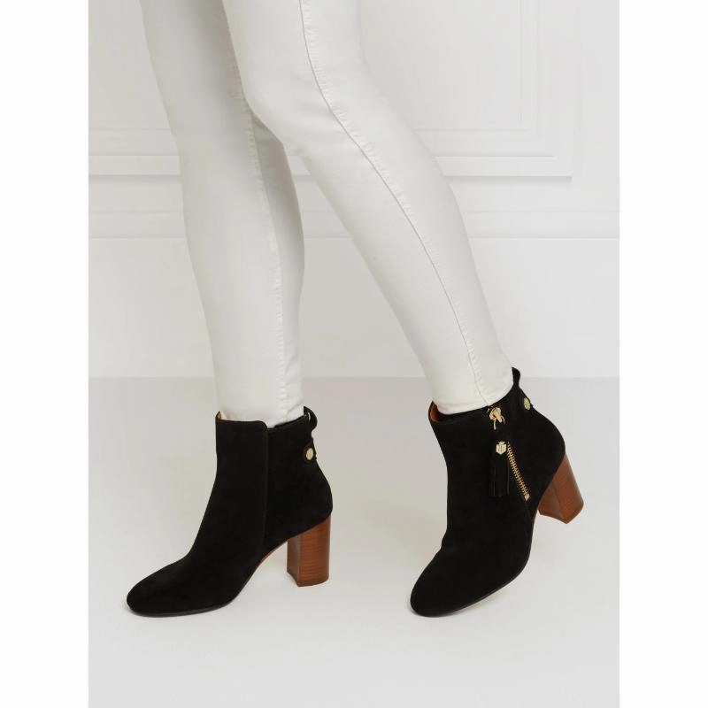Daily Deal Frenzy Fairfax & Favor Oakham Ladies Suede Heeled Ankle Boot - Black
