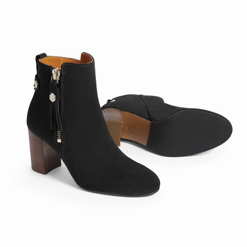 Fairfax & Favor Oakham Ladies Suede Heeled Ankle Boot - Black EndofWeek Deals Dont Miss These Savings
