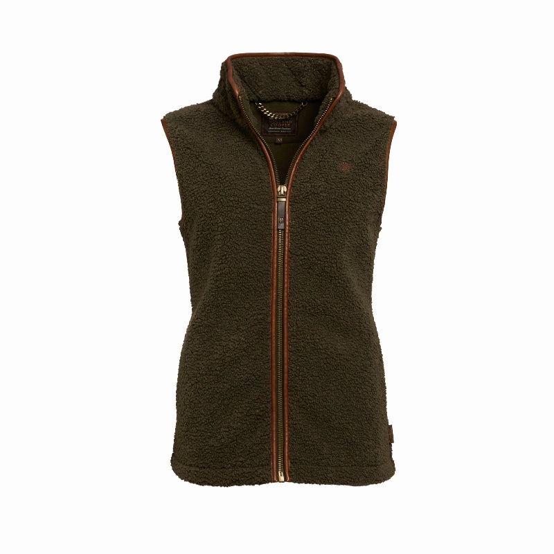 Holland Cooper Country Ladies Fleece Gilet - Khaki Borg Exclusive Online Deal