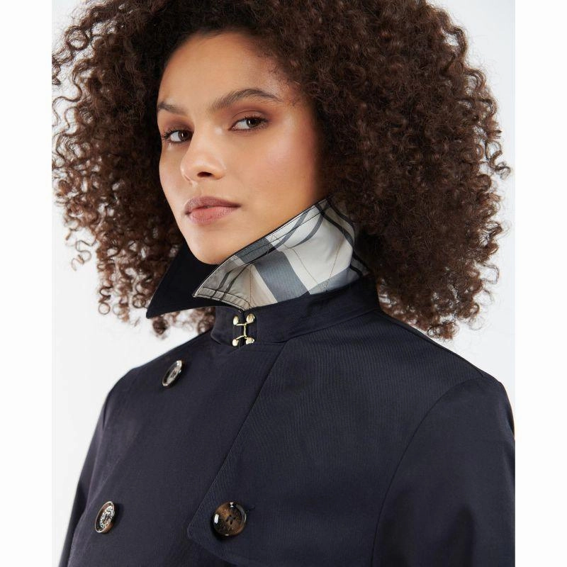 Grab Todays Deal Dont Miss This Deal Barbour Greta Ladies Showerproof Trench - Midnight/Rosewood Tartan
