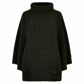 Dont Miss Hot Deals Dubarry Kilronan Ladies Merino Knit Poncho - Olive