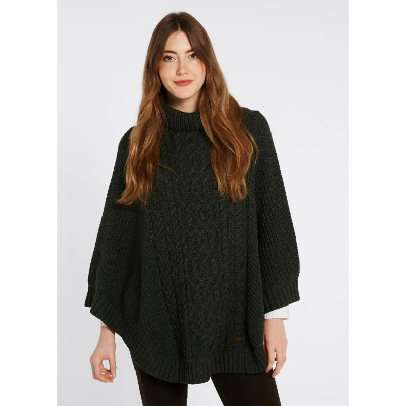 Surprise Offer Now Hot Deal Alert Dubarry Kilronan Ladies Merino Knit Poncho - Olive