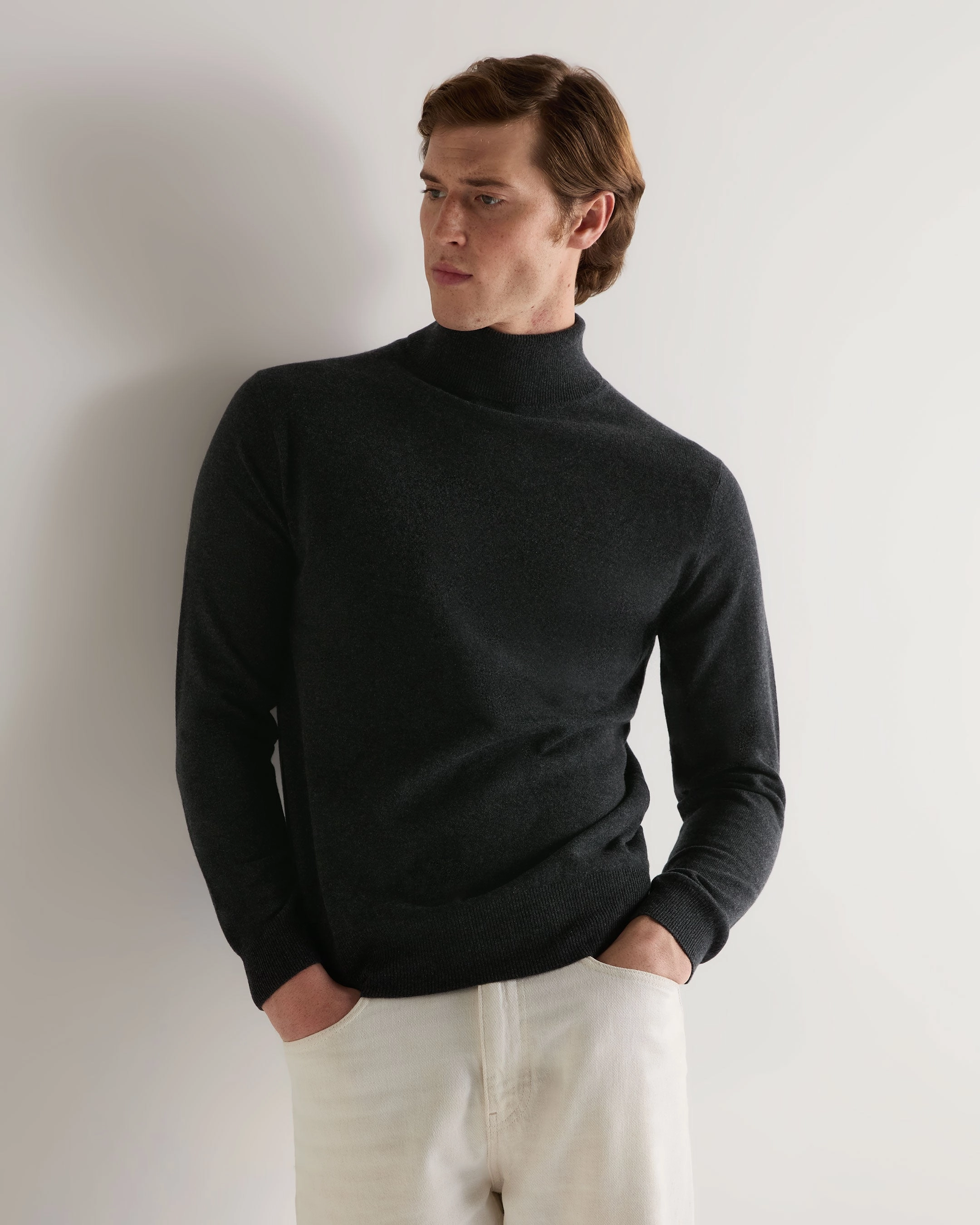 Flash Discount Today Biggest Savings Now Men'S Trafalgar Roll Neck Cashmere Jumper Dark Charcoal Grey