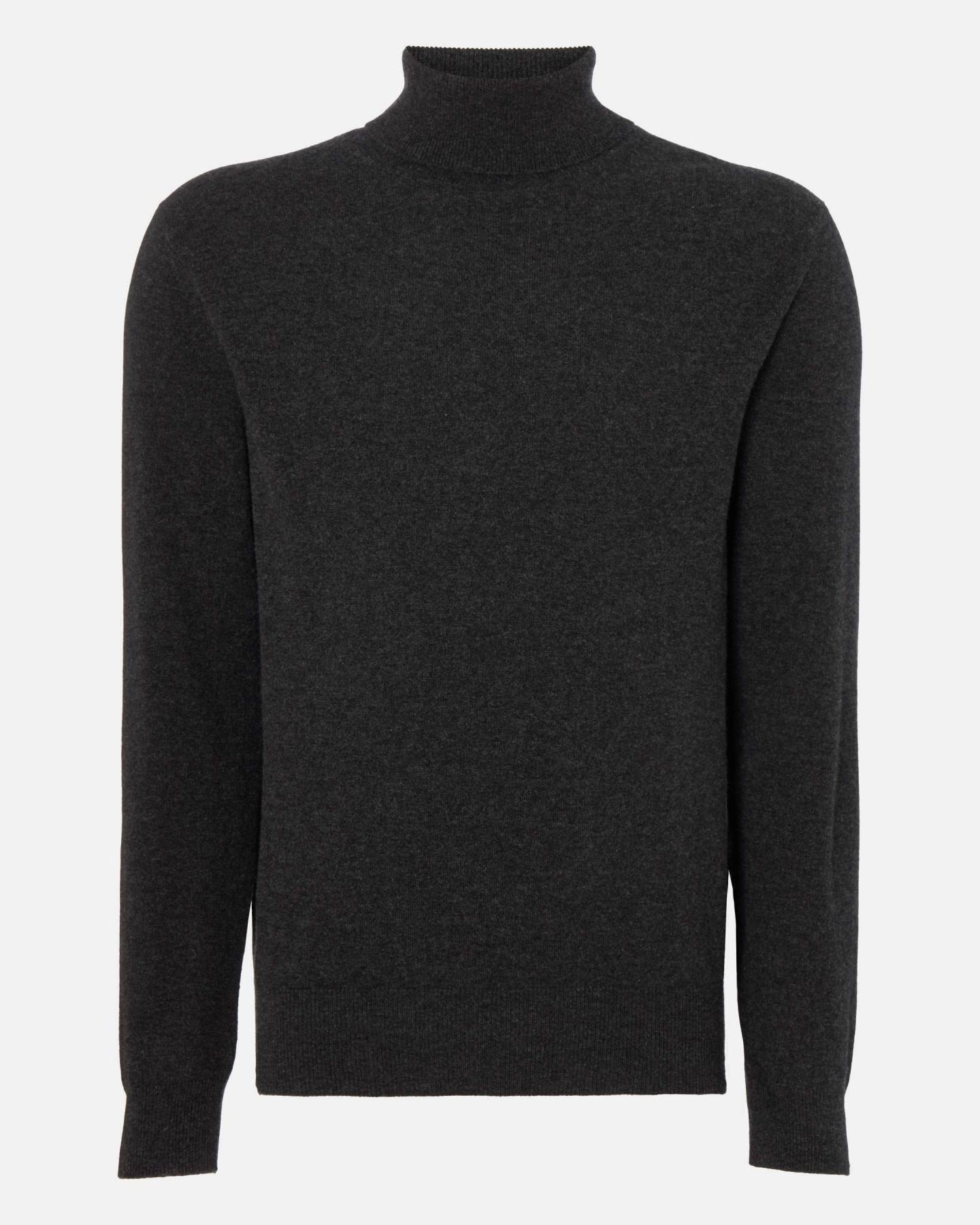 Hot Offer Frenzy Todays Best Deal Men'S Trafalgar Roll Neck Cashmere Jumper Dark Charcoal Grey
