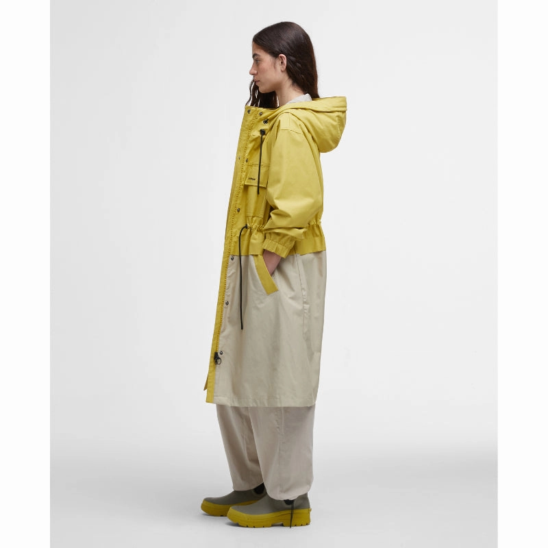 Instant Savings Inside Barbour Evie Ladies Showerproof Parka - Limeade/Light Sand