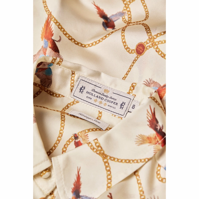 Big Hot Sale Holland Cooper Isla Ladies Satin Shirt - Off White Pheasant