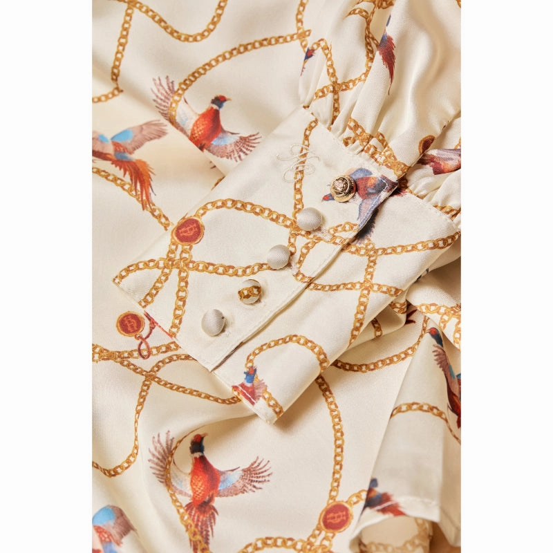 Clearance Sale Now Trendy Picks Today Holland Cooper Isla Ladies Satin Shirt - Off White Pheasant