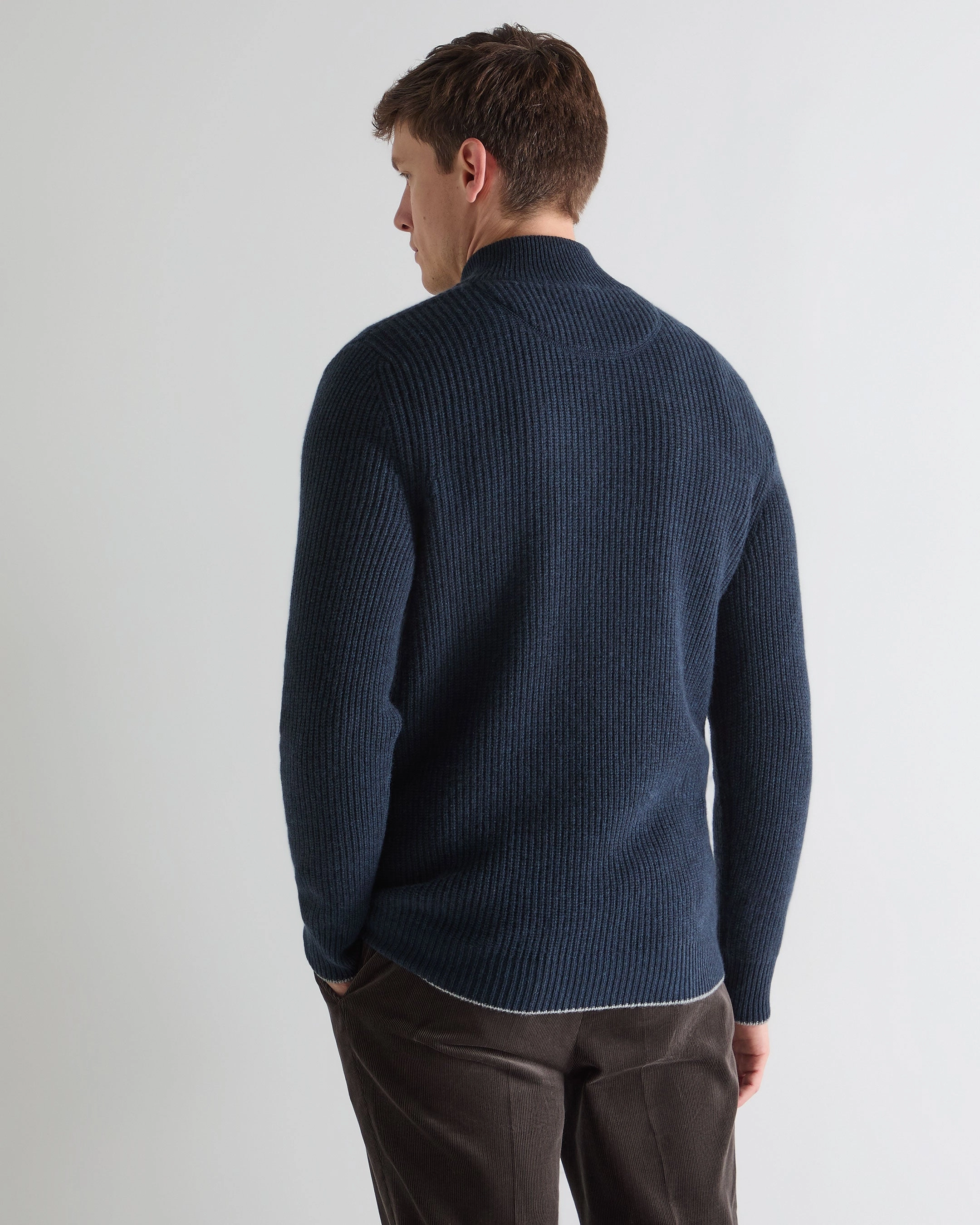 Men'S Beauchamp Half Button Cashmere Jumper Indigo Blue Today Only Hot Pick Shop Save Today